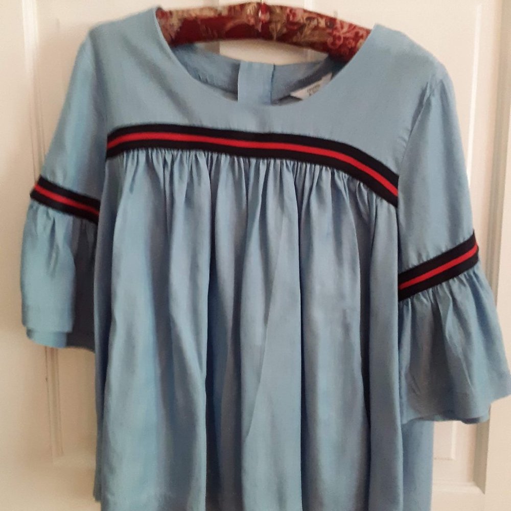 3/$15 crown & ivy Chambray Top with Bell Sleeves